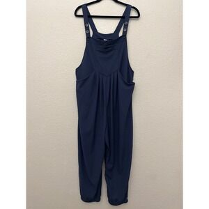 Halara Waffle Casual Jogger Overalls Navy Blue Adjustable Straps Size XL
